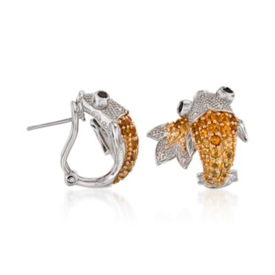 1.20 ct. t.w. Citrine and .15 ct. t.w. Garnet Koi Earrings With Diamonds in Sterling Silver &mdash; Alt Image 3