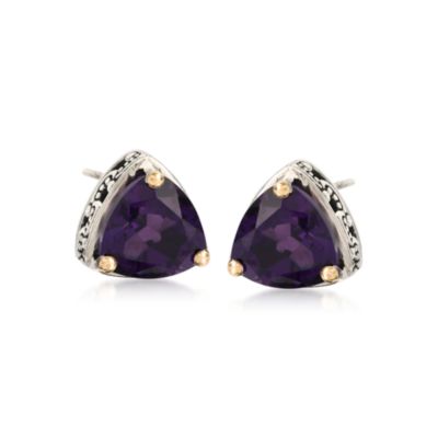 Balinese 24.00 ct. t.w. Amethyst Earrings in Sterling Silver and 18kt Yellow Gold &mdash; Alt Image 1