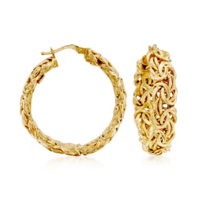 Italian 14kt Yellow Gold Byzantine Hoop Earrings &mdash; Alt Image 1