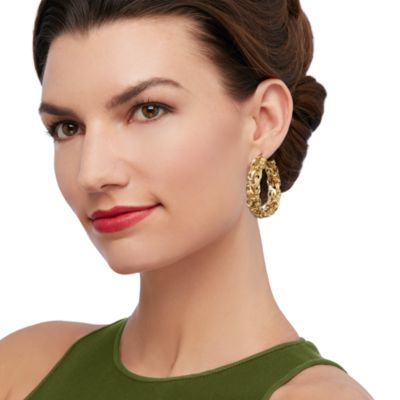 Italian 14kt Yellow Gold Byzantine Hoop Earrings &mdash; Alt Image 2