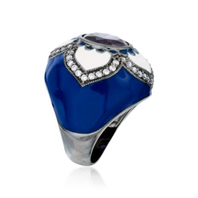 Purple CZ and .95 ct. t.w. CZ  Ring in Sterling Silver. Size 6 &mdash; Alt Image 2