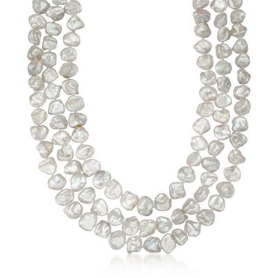 8-9mm Cultured Keshi Pearl Necklace With 14kt Yellow Gold Clasp &mdash; Alt Image 1