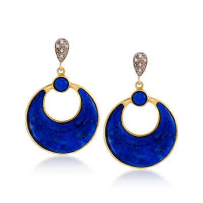 Lapis Drop Earrings With Diamonds In Vermei &mdash; Alt Image 1