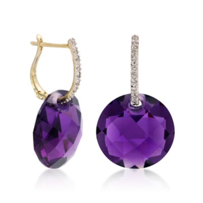 3-Pair Set of Multi-Gem and .10 ct. t.w. Diamond Hoop Earrings With in 14kt Yellow Gold &mdash; Alt Image 4