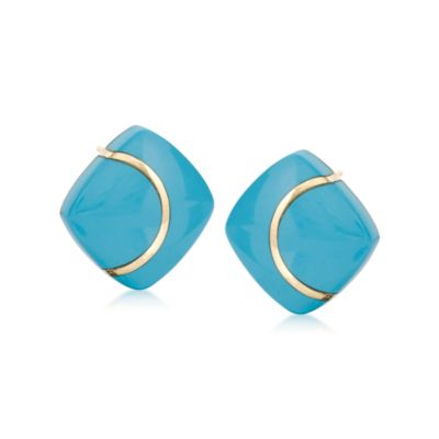 Faux Turquoise Earrings in 14kt Yellow Gold &mdash; Alt Image 1