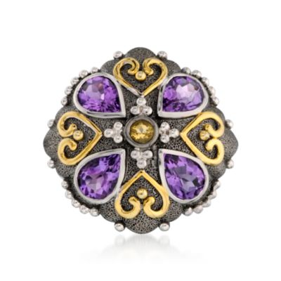 2.25 ct. t.w. Amethyst Dome Ring With Citrine in Two-Tone &mdash; Alt Image 1