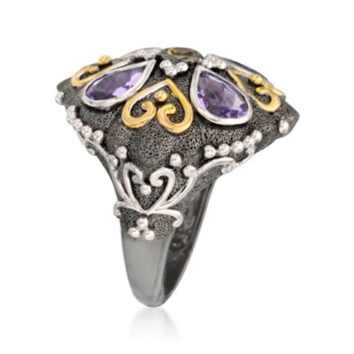 2.25 ct. t.w. Amethyst Dome Ring With Citrine in Two-Tone &mdash; Alt Image 2