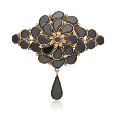 C. 1930 Vintage Art Deco Faux Stone Pendant in 10kt Yellow Gold &mdash; Alt Image 1