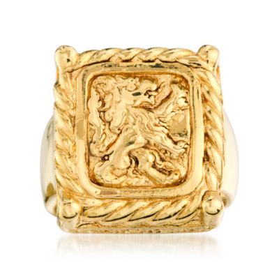 Italian Crest Lion Ring in 14kt Yellow Gold &mdash; Alt Image 1
