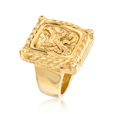Italian Crest Lion Ring in 14kt Yellow Gold &mdash; Alt Image 3