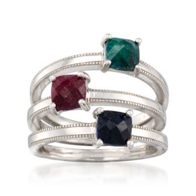 Set of Three 2.55 ct. t.w. Multi-Gem Rings in Sterling Silver &mdash; Alt Image 1