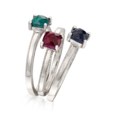 Set of Three 2.55 ct. t.w. Multi-Gem Rings in Sterling Silver &mdash; Alt Image 2