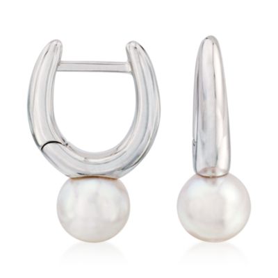 Mikimoto 6.5mm A+ Akoya Pearl Hoop Earrings in 18kt White Gold     &mdash; Alt Image 1
