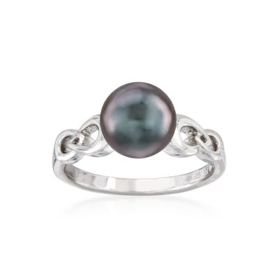 Mikimoto 8.5-9mm Black South Sea Pearl Ring in 18kt White Gold. Size 6 &mdash; Alt Image 1