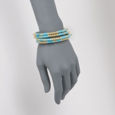 Set of Four Turquoise Bangle Bracelets With Blue Enamel &mdash; Alt Image 2