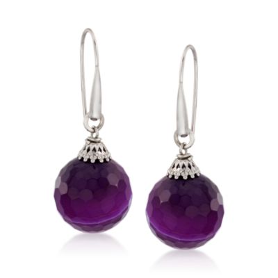 Italian Purple Agate Earrings in Sterling Silver &mdash; Alt Image 1