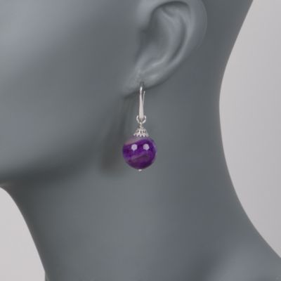 Italian Purple Agate Earrings in Sterling Silver &mdash; Alt Image 2