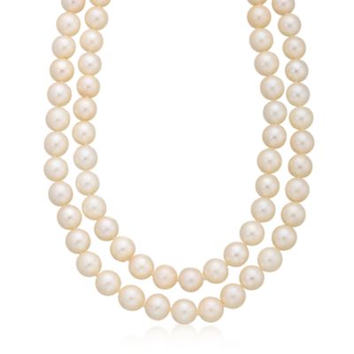 C. 1970 Vintage 7-7.65mm Cultured Pearl and .20 ct. t.w. Diamond Necklace In 14kt White Gold. 15.25" &mdash; Alt Image 1