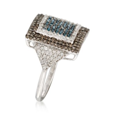 .95 ct. t.w. Multicolored Diamond Ring In 14kt White Gold &mdash; Alt Image 2