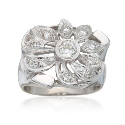 C. 1950 Vintage .55 ct. t.w. Diamond Ring in 14kt White Gold. Size 6.25 &mdash; Alt Image 1