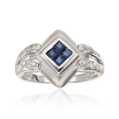 C. 1995 Vintage .45 ct. t.w. Sapphire Ring With Diamond Accents in 14kt White Gold. Size 6.5 &mdash; Alt Image 1