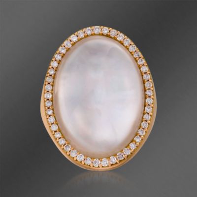 Roberto Coin Mother-Of-Pearl and .42 ct. t.w. Diamond Ring in 18kt Rose Gold. Size 6.5 &mdash; Alt Image 1