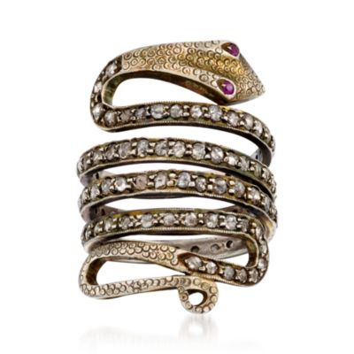 1.25 ct. t.w. Diamond Snake Ring In Sterling Silver and 18kt Yellow Gold. Size 5 &mdash; Alt Image 1