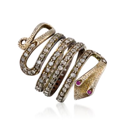 1.25 ct. t.w. Diamond Snake Ring In Sterling Silver and 18kt Yellow Gold. Size 5 &mdash; Alt Image 3