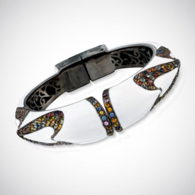M.C.L. Designs 9.20 ct. t.w. Multicolored Sapphire Bangle Bracelet In Sterling Silver. 7&amp;quo
