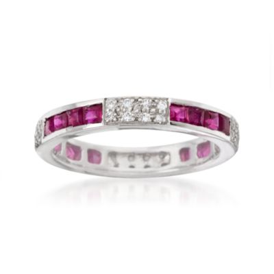 1.40 ct. t.w. Ruby and .30 ct. t.w. CZ Eternity Band In Sterling Silver &mdash; Alt Image 1
