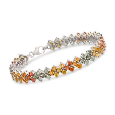 16.00 ct. t.w. Multicolored Sapphire Bracelet In Sterling Silver. 8.5" &mdash; Alt Image 1