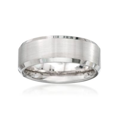Men's 8mm White Tungsten Carbide Wedding Ring &mdash; Alt Image 1