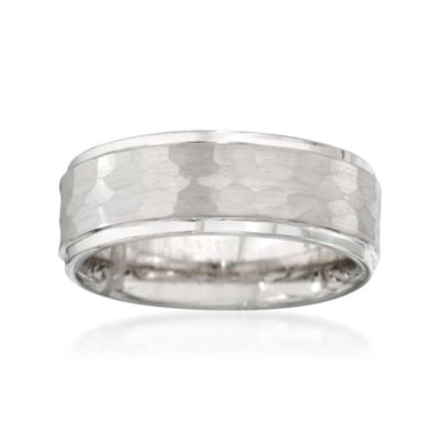Men's 8mm White Tungsten Carbide Wedding Ring &mdash; Alt Image 1