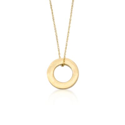 14kt Yellow Gold Circle Pendant With Chain. 18" &mdash; Alt Image 1
