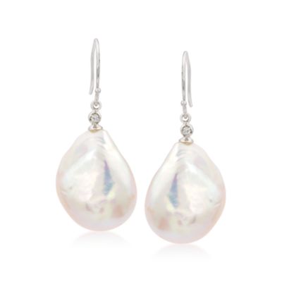 16mm Cultured Pearl Earrings in 18kt White Gold &mdash; Alt Image 1