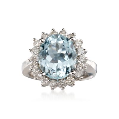 4.00 Carat Aquamarine and 1.00 ct. t.w. Diamond Ring In 14kt White Gold &mdash; Alt Image 1