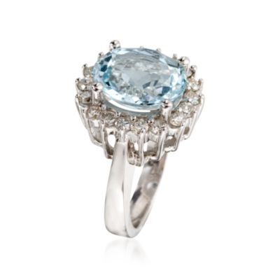4.00 Carat Aquamarine and 1.00 ct. t.w. Diamond Ring In 14kt White Gold &mdash; Alt Image 3