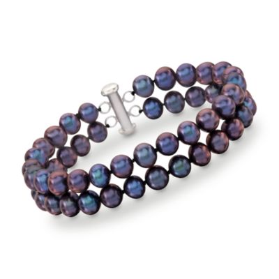 6-6.5mm Black Cultured Pearl Bracelet in Sterling Silver &mdash; Alt Image 1