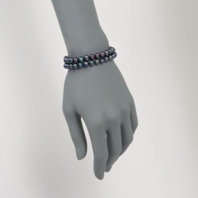 6-6.5mm Black Cultured Pearl Bracelet in Sterling Silver &mdash; Alt Image 2