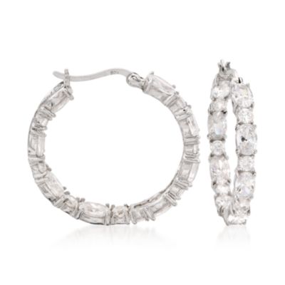 14.40 ct. t.w. CZ In-And-Out Hoop Earrings In Sterling Silver &mdash; Alt Image 1