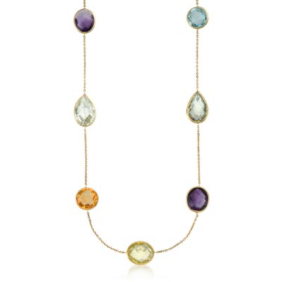 32.00 ct. t.w. Multi-Gem Necklace In 14kt Yellow Gold &mdash; Alt Image 1