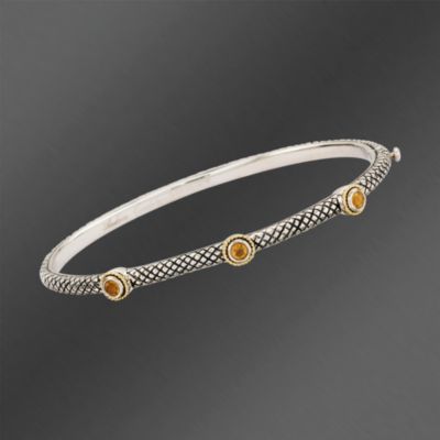 Andrea Candela .35 ct. t.w. Citrine Bangle Bracelet in Two-Tone. 7" &mdash; Alt Image 1