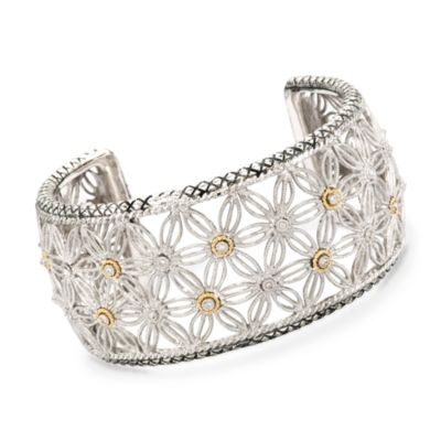 Andrea Candela Diamond Accent Cuff Bracelet in Two-Tone. 7" &mdash; Alt Image 1