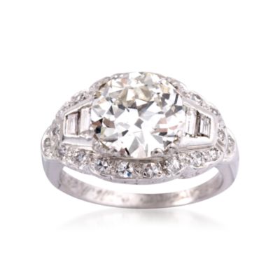 C. 1950 Vintage 3.16 ct. t.w. Certified Diamond Engagement Ring In Platinum. Size 4.5 &mdash; Alt Image 1