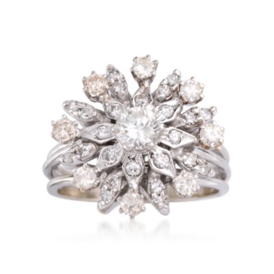 C.1970 Vintage 1.40 ct. t.w. Diamond Ring 14kt White Gold. Size 8.25 &mdash; Alt Image 1