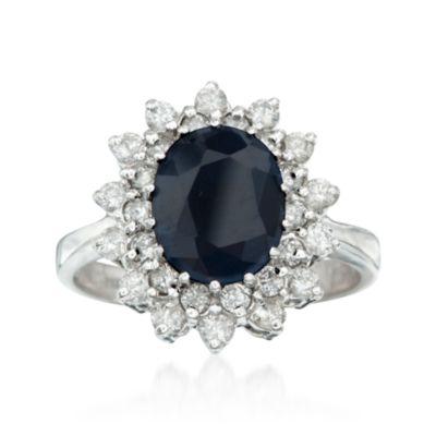 2.75 Carat t.w. Sapphire and 1.00 ct. t.w. Diamond Ring in 14kt White Gold &mdash; Alt Image 1