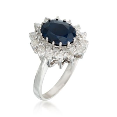 2.75 Carat t.w. Sapphire and 1.00 ct. t.w. Diamond Ring in 14kt White Gold &mdash; Alt Image 3