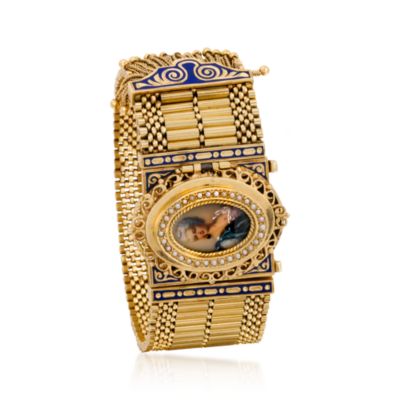 C.1970 Vintage Geneve Wittnauer Women's Watch With 1mm Cultured Pearls in 14kt Yellow Gold. 7" &mdash; Alt Image 2