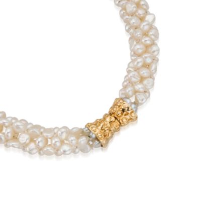 C.1990 Vintage 2-2.5mm Cultured Pearl and 2.00 ct. t.w. Diamond Necklace In 14kt Yellow Gold. 16" &mdash; Alt Image 2