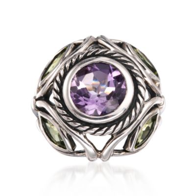 3.00 Carat Amethyst and 1.50 ct. t.w. Peridot Ring In Sterling Silver &mdash; Alt Image 1